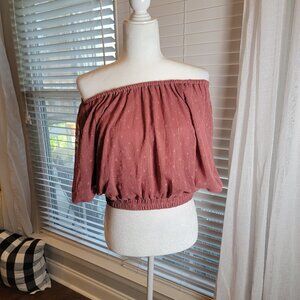 EUC BY THE RIVER Beautiful Crop Top Button Back Detail Sparkle Puff Sleeve